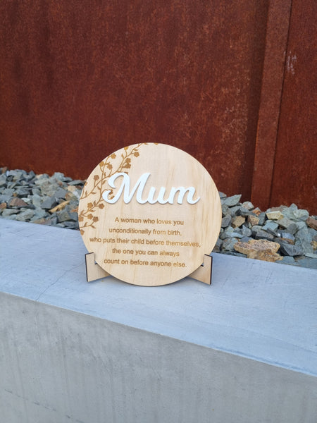 Mother's Day Wooden Plaque with Stand