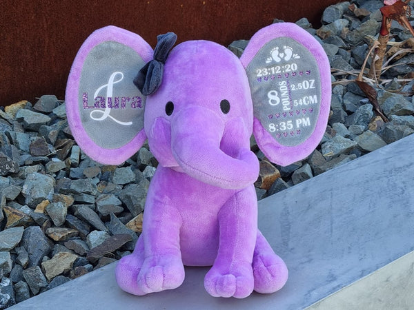 Purple Birth Stat Elephant