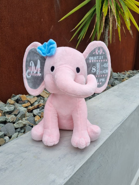 Pink Birth Stat Elephant