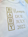 Pregnancy Announcement Bodysuit Name and Due Date