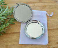 Copy of Compact Mirror Personalized Silver with Velvet Pouch