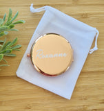 Compact Mirror Personalized Rose Gold with Velvet Pouch